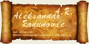 Aleksandar Radunović vizit kartica